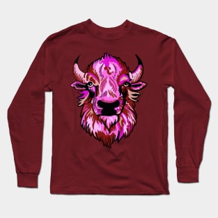 Mindful Vivid Buffalo in Pink & Red Long Sleeve T-Shirt